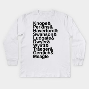 Parks and Rec helvetica list Kids Long Sleeve T-Shirt